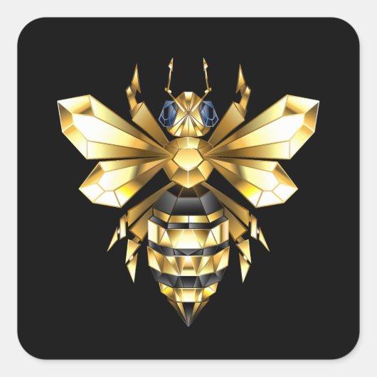 Nep goud folie logo bij polygonaal op zwart vierkante sticker (Voorkant)