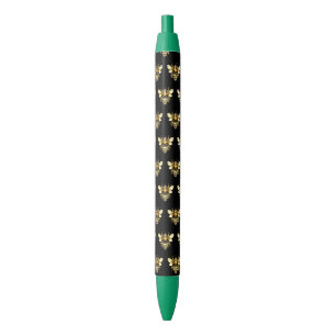 Nep goud folie logo bij polygonaal op zwart zwarte inkt pen
