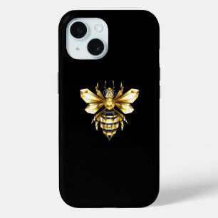 Nep goud folie logo Bij Polygonale vorm op Zwart iPhone 15 Case