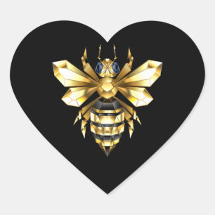 Nep goud folie logo Bij Polygonale vorm op Zwart Hart Sticker