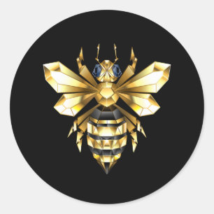 Nep goud folie logo Bij Polygonale vorm op zwart Ronde Sticker
