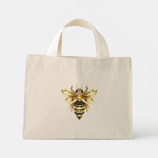 Nep goud folie logo Bij Zeshoekig op Zwart Mini Tote Bag (Achterkant)
