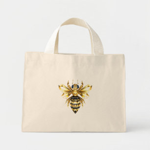 Nep goud folie logo Bij Zeshoekig op Zwart Mini Tote Bag