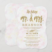 Nep goud folie Mr. en Mrs. typografie verlovingsfe Kaart (Voorkant / Achterkant)