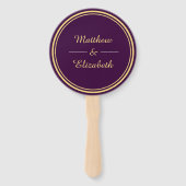 Nep goud folie paarse bruiloft handwaaier (Voorkant)