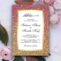 Nep goud folie pastel roze glitters islamitische t