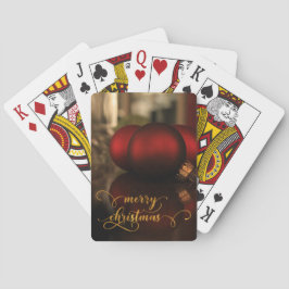 Nep goud folie Prettig kerstfeest met rode glazen  Pokerkaarten