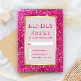 Nep goud folie roze glitters bruiloft RSVP kaartje