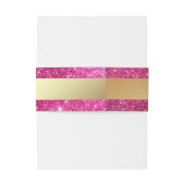 Nep goud folie roze glitters bruiloftsmonogram uitnodigingen wikkel (Achterkant Voorbeeld)