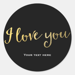 Nep goud folie uiterlijk I LOVE YOU elke kleur Ronde Sticker