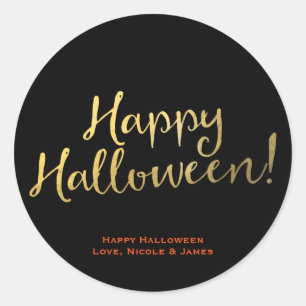Nep goud folie uitstraling HAPPY HALLOWEEN feestar Ronde Sticker