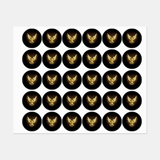 Nep goud folie vredesduif op zwart labels (Vel)