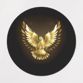 Nep goud folie vredesduif op zwart labels (Design 2)