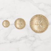 Nep goud geborsteld metaal glitter afdruk monogram confetti (Achterkanten)