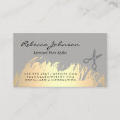 Nep goud geborstelde kapsalon snitjes visitekaartje (Voorkant)