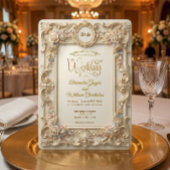 Nep goud geëmailleerd rococo bloemendeksel kaart