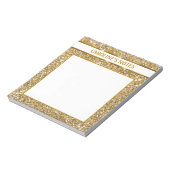 Nep goud-gele glittertextuur & aangepaste tekst notitieblok (Linkerzijde)