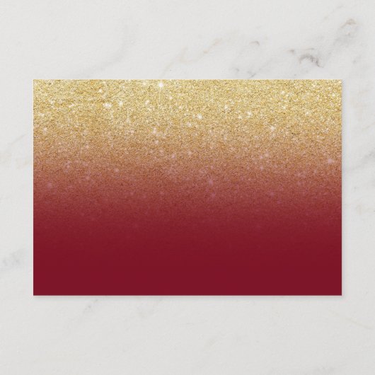 Nep goud glinsterende bordeauxrood details bruilof informatiekaartje (Achterkant)