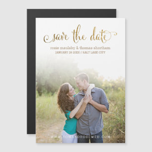 Nep Goud Glitter Script Save the Date Magnetische Uitnodiging