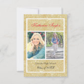 Nep goud glitters - 3x5 afstudeeraankondiging kaart (Voorkant)