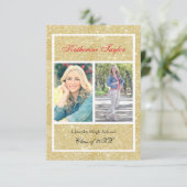 Nep goud glitters - 3x5 afstudeeraankondiging kaart (Staand voorkant)