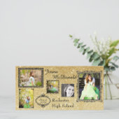 Nep goud glitters - afstudeeraankondiging fotocard aankondiging (Staand voorkant)