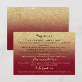 Nep goud glitters bruine details trouwen informatiekaartje (Voorkant / Achterkant)