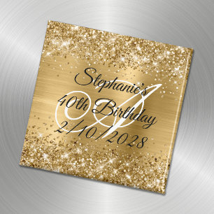 Nep goud glitters en folie monogram 40ste verjaard magneet