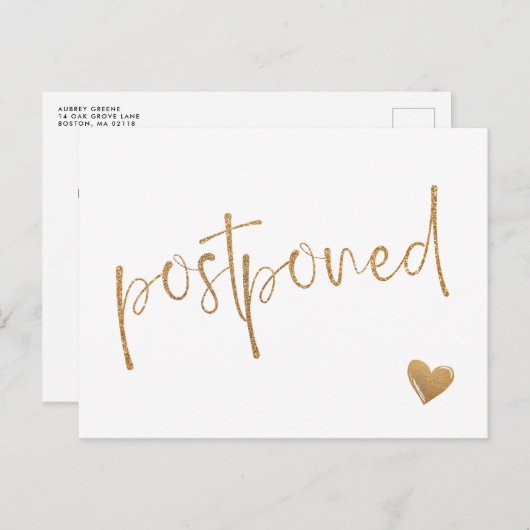 Nep goud glitters minimalistische uitgestelde brui aankondigingskaart (Voorkant / Achterkant)