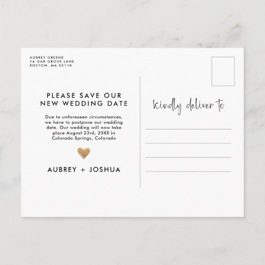 Nep goud glitters minimalistische uitgestelde brui aankondigingskaart (Achterkant)