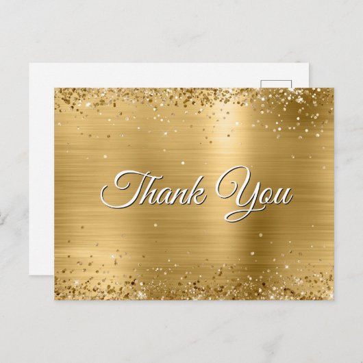 Nep goud glittersprenkels folie bedankt briefkaart (Voorkant / Achterkant)