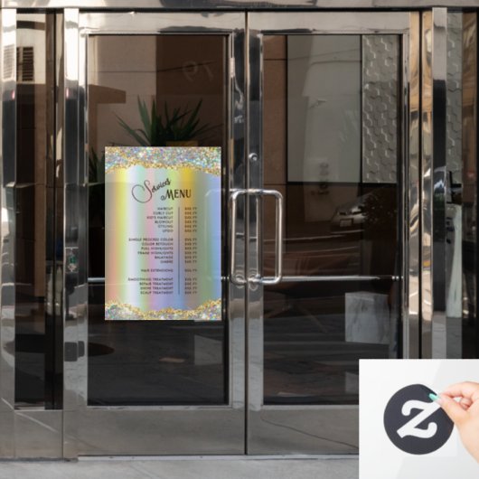 Nep goud iriserende glitters Foil Services Menu Raamsticker (Kantoordeur)