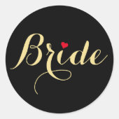 Nep goud script bruid trouwen bruidsfeest zwart ronde sticker (Voorkant)