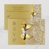 Nep goud sequins en strik RSVP Kaartje (Voorkant / Achterkant)