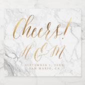 Nep gouden ampersand, A-Z-monogram marmer Sparkling Wijnetiket (Enkel label)