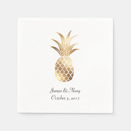 Nep gouden ananas bruiloft cocktail servetten (Voorkant)
