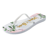 Nep gouden bruidsmeisje met bloemen en naam teenslippers (Schuin)