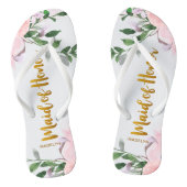 Nep gouden bruidsmeisje met bloemen en naam teenslippers (Voetbed)