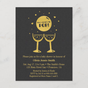 Nep gouden champagneglas klaar om te knallen baby kaart