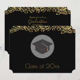 Nep gouden confetti & afstudeerhoed klas 20xx kaart