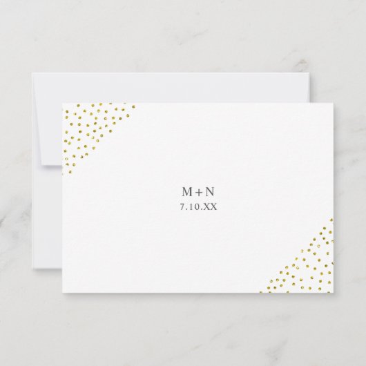 Nep gouden confetti bruiloftsbuffet RSVP (Achterkant)