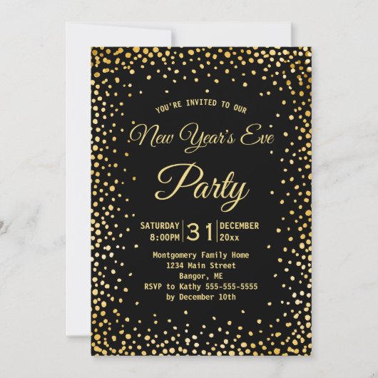 Nep gouden confetti Oud en Nieuw feest Kaart (Voorkant)