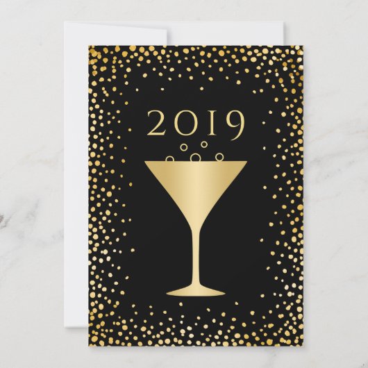 Nep gouden confetti Oud en Nieuw feest Kaart (Achterkant)