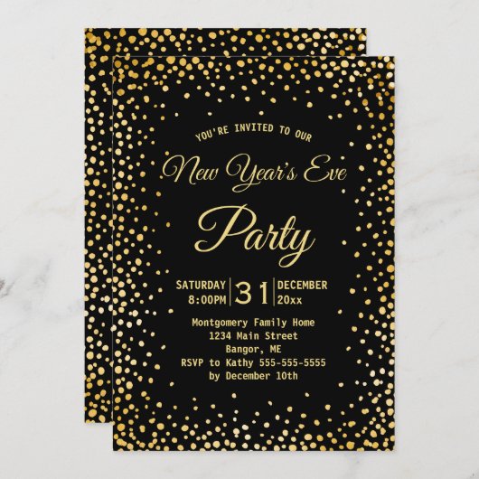 Nep gouden confetti Oud en Nieuw feest Kaart (Voorkant / Achterkant)