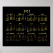 Nep gouden en zwarte jaarlijkse kalender 2023 post poster (Voorkant)