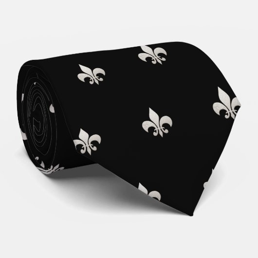Nep gouden fleur de lis DIY zwart zilver Stropdas (Opgerold)