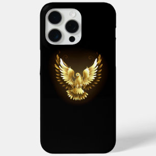 Nep gouden folie vredesduif op zwart iPhone 15 pro max hoesje