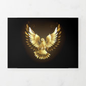 Nep gouden folie vredesduif op zwart drieluik wenskaart (Cover)