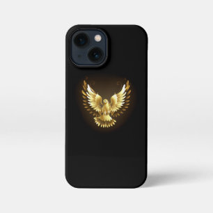 Nep gouden folie vredesduif op zwart iPhone 13 mini hoesje