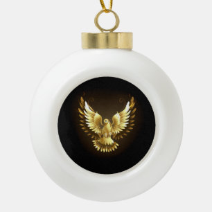 Nep gouden folie vredesduif op zwart keramische bal ornament